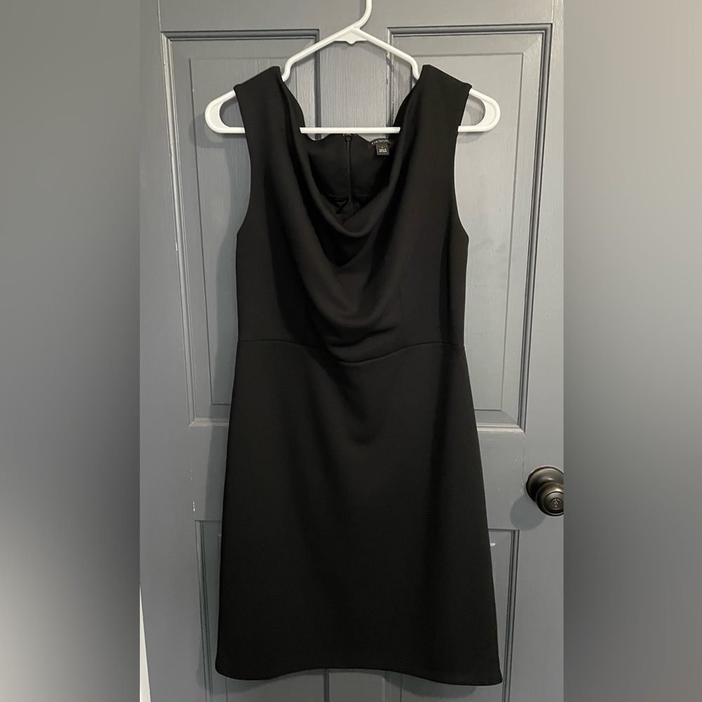 Ann Taylor Cowl Neck MIDI Dress Lined Black Dress - Size 6